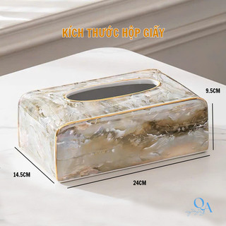 Hộp giấy, lọ tăm sứ vân đá cao cấp viền vàng 24K. Lọ tăm sứ DECOR sang trọng, ống cắm tăm, tăm bông