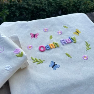 Túi Tote Vải Canvas Thêu Tên Và Họa Tiết Hoa Dễ Thương, Túi Tote Nữ, Túi Tote Đi Học