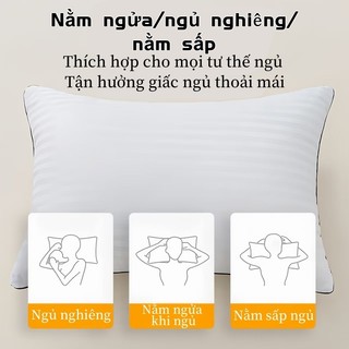 Gối Sọc Bảo vệ cổ để giúp giấc ngủ Gối trong khách sạn 5sao Êm Ái Kháng Khuẩn Mite chống bụi 40*70cm