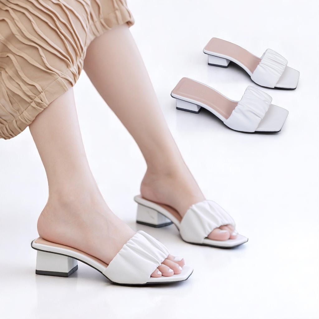 Guốc Cao Gót Nữ 3cm Quai Bèo Nhún Pixie X952
