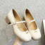 Giày Mary Jane Nữ Đế Cao 5 phân, Giày Lolita Da Bóng Chống Trơn Trượt || Quai Vắt Mũi Vuông N01