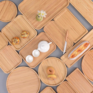 Khay Gỗ Tre Tự Nhiên, Đĩa Gỗ Tre Chụp Hình Decor, Đựng Đồ Ăn Uống Trong Gia Đình, Quán Cafe Nhà Hàng