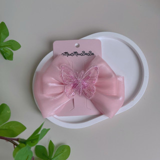 Kẹp Nơ Handmade Cho Bé Gái Vải Voan Bướm Nhũ