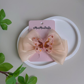 Kẹp Nơ Handmade Cho Bé Gái Vải Voan Bướm Nhũ