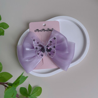 Kẹp Nơ Handmade Cho Bé Gái Vải Voan Bướm Nhũ