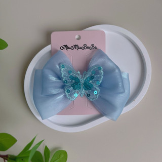 Kẹp Nơ Handmade Cho Bé Gái Vải Voan Bướm Nhũ
