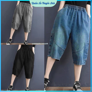 Quần Ngố lửng nữ vải bò giấy cạp chun co giãn thoáng mát dành cho nữ [M33]- quần áo huyền anh