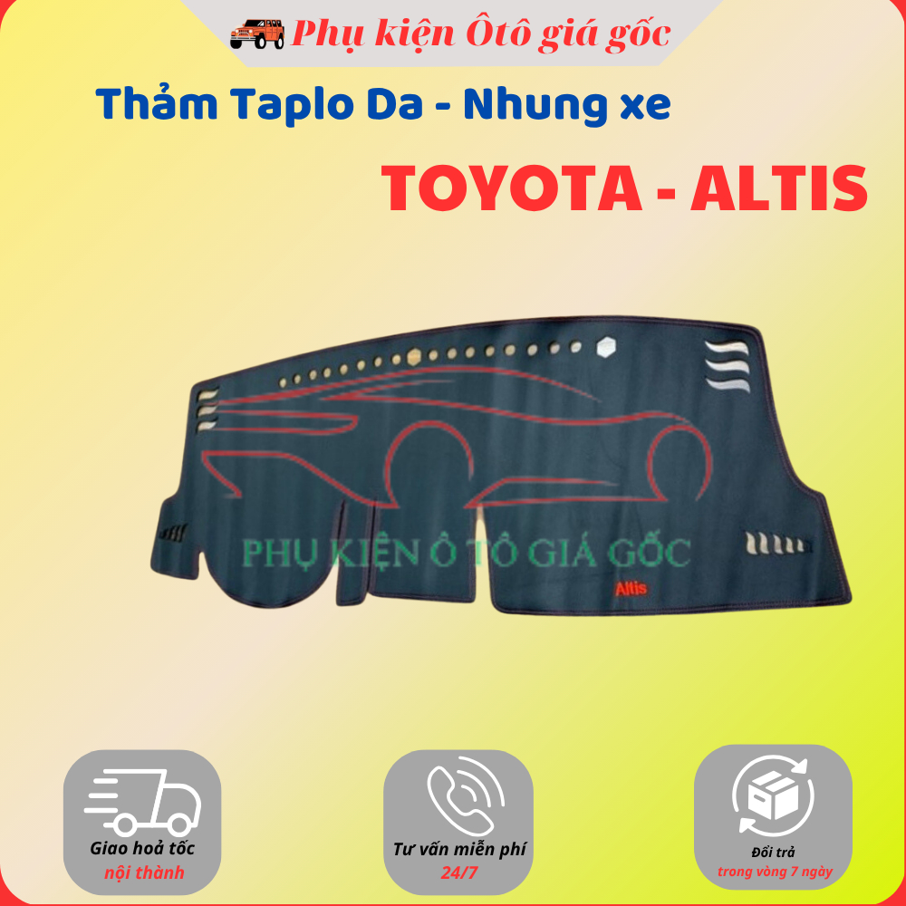 Thảm taplo xe Toyota Altis 2008 - 2022, 2023, 2024,,2025 chất liệu Nhung/Da cacbon cao cấp chống nắng nóng hiệu quả