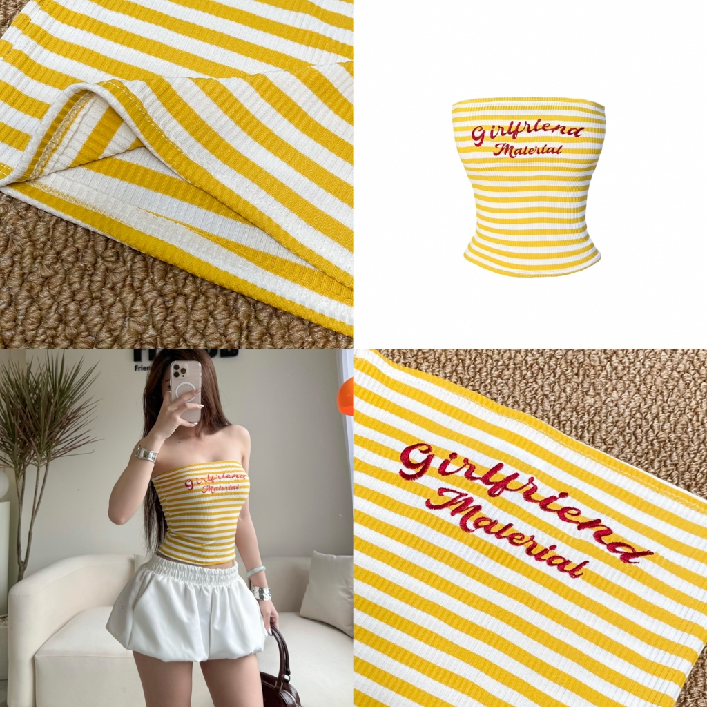 SET ÁO ỐNG MÙA HÈ LOGO THÊU GIRL FRIEND SỌC FFCLUB MIX