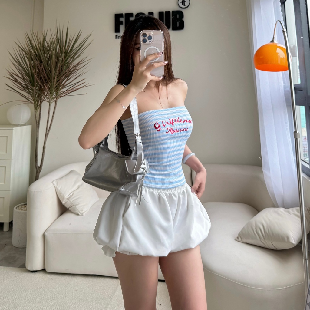 SET ÁO ỐNG MÙA HÈ LOGO THÊU GIRL FRIEND SỌC FFCLUB MIX