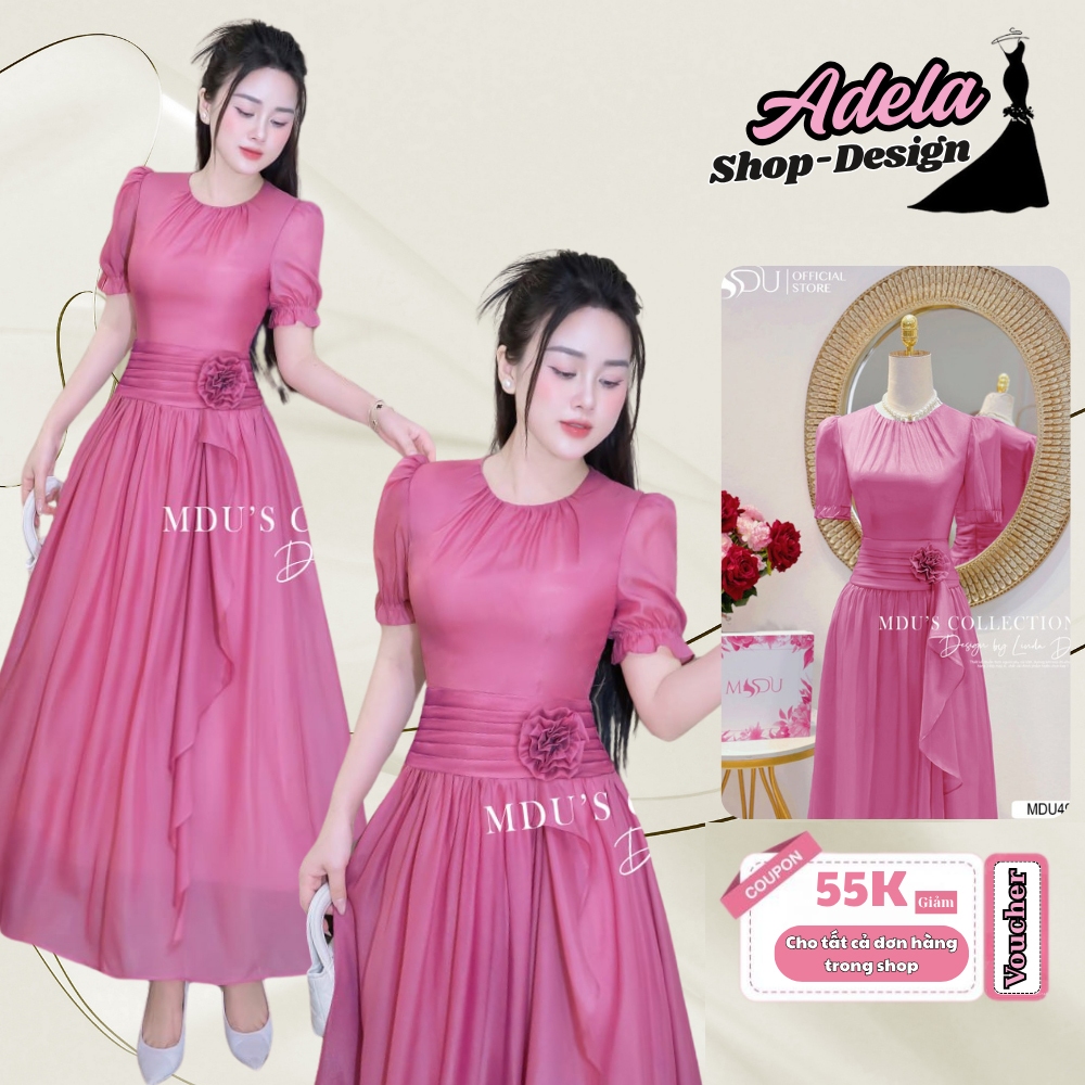 Váy Maxi ADELA DESIGN Thiết Kế Cổ Tròn Cùng Chi Tiết Xếp Ly Nhẹ Đầy Tinh Tế MDU4920