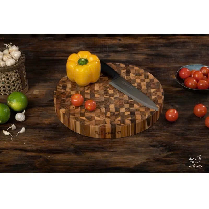 Thớt thái gỗ teak đầu cây KAIYO loại chữ nhật, tròn và oval, chống ẩm mốc tốt