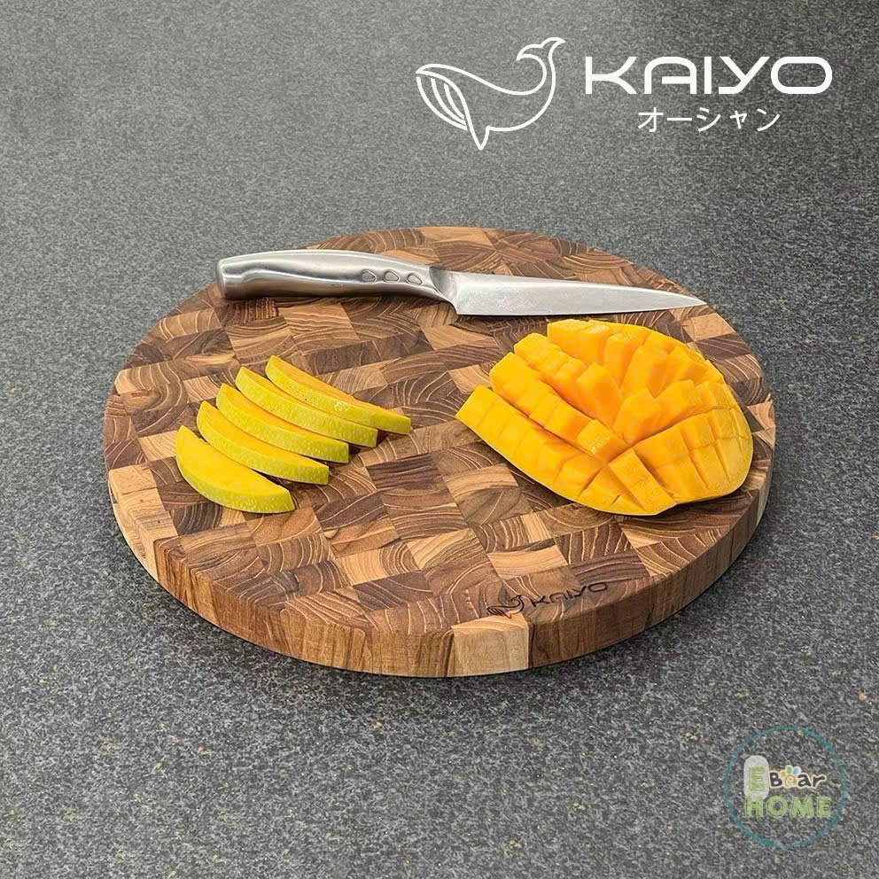 Thớt thái gỗ teak đầu cây KAIYO loại chữ nhật, tròn và oval, chống ẩm mốc tốt