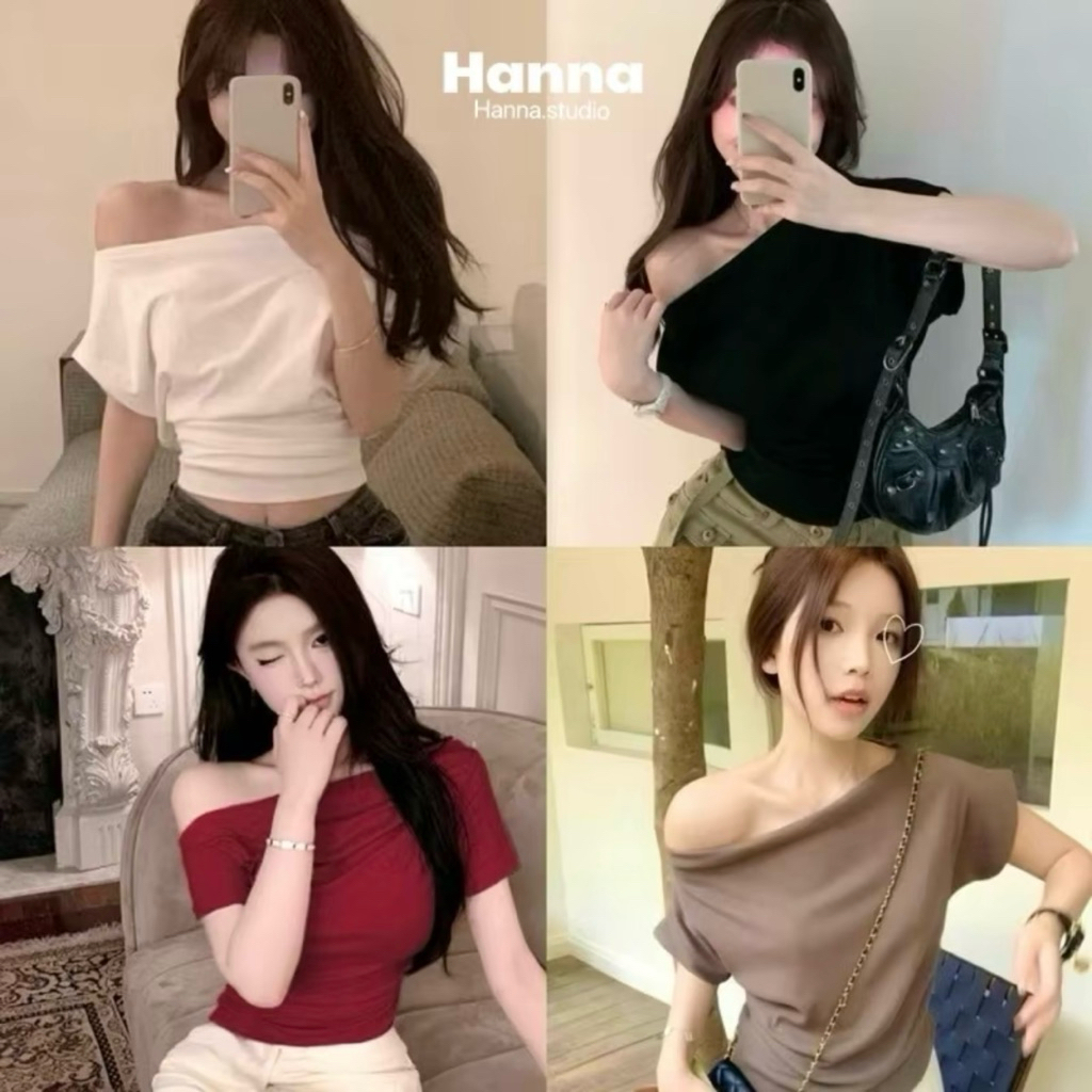 Áo thun cánh dơi trễ vai thun cotton, áo thun nữ  - T77