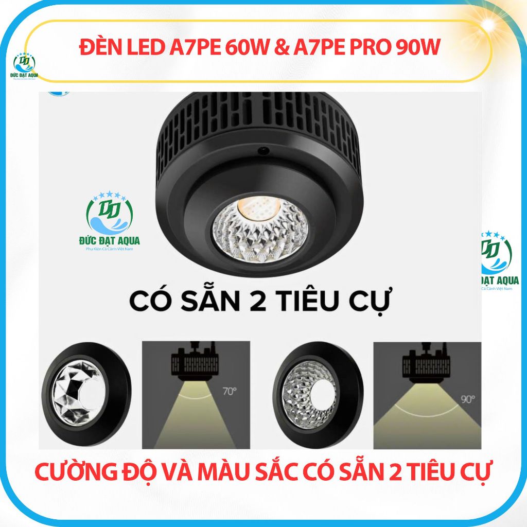 Đèn led A7 PE 60w và PE- PRO 90W chỉnh cường độ và màu sắc có sẵn 2 tiêu cự, dành cho cá cảnh 6