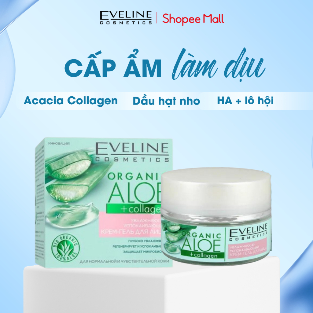Gel dng m, lm du da Eveline Organic Aloe + Collagen 3in1 50ml | Shopee  Vit Nam
