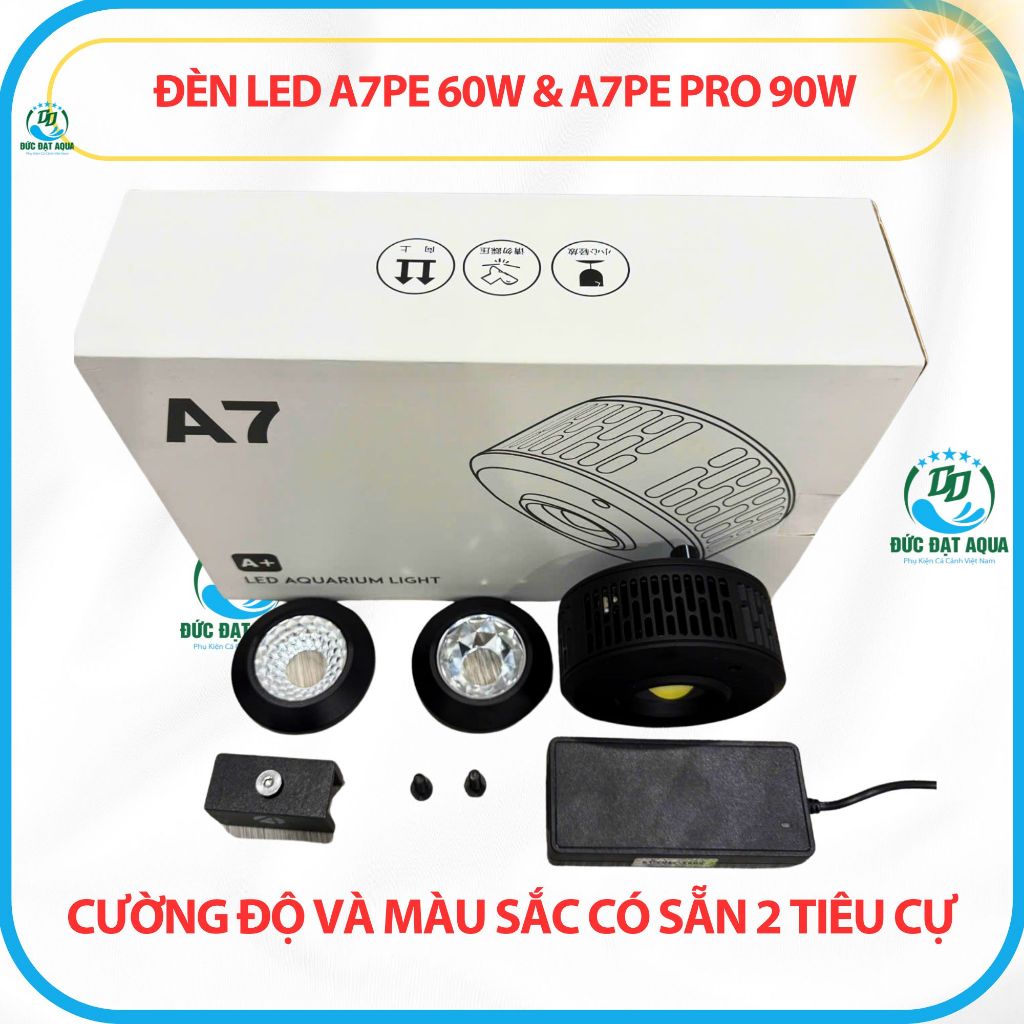 Đèn led A7 PE 60w và PE- PRO 90W chỉnh cường độ và màu sắc có sẵn 2 tiêu cự, dành cho cá cảnh 7