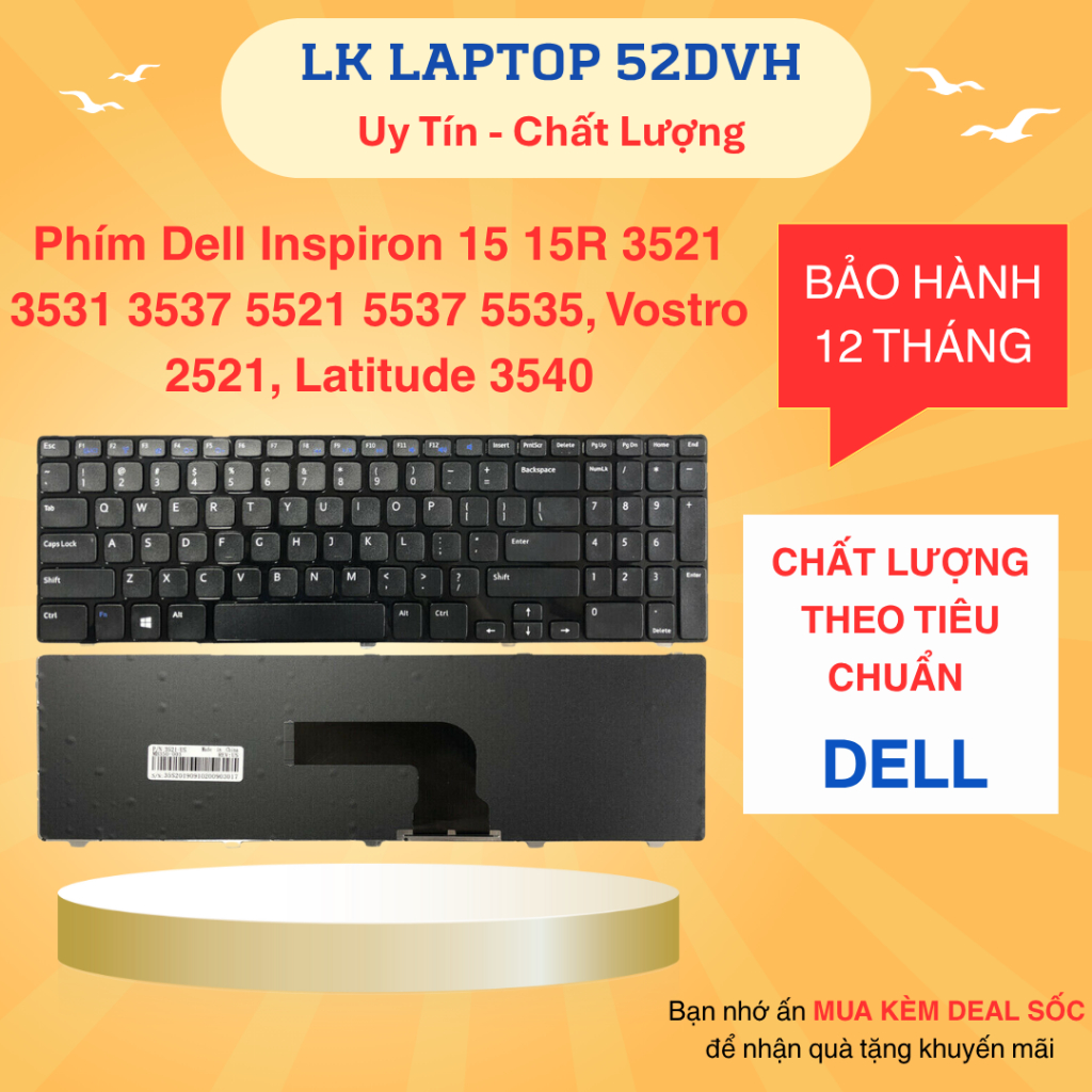 Bàn phím Lapotop Dell 3521 5521 15R Inspiron 15 15R 3521 3531 3537 5521 5537 5535, Vostro 2521, Latitude 3540