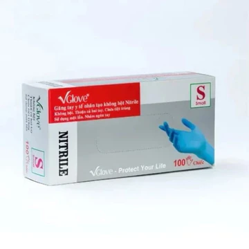 [HÀNG THẬT] Găng Tay Y Tế Nitrile Không Bột VGlove (Hộp 100 Cái) | Bao Tay Y Tế Khải Hoàn