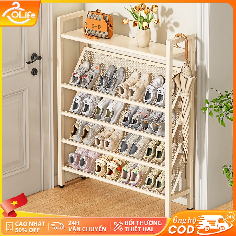 𝐎𝐥𝐢𝐟𝐞 Kệ Để Giày 3 4 5 Tầng Tiết Kiệm Không Gian Giá Đựng Giày Dép Thép Cacbon Giá Để Giày Bằng Dạng Lưới Nghiêng