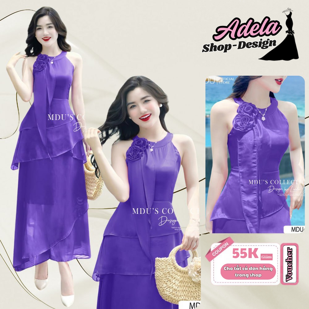 Váy Maxi Biển ADELA DESIGN Chi Tiết Đính Hoa Tinh Xảo, Dáng Váy Dài Xòe Nhẹ Nhàng MDU4207