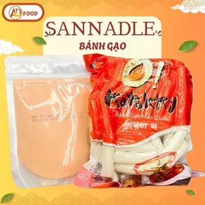 Combo 500g Bánh gạo Tokbokki Sannadle+100g bột phô mai-nguyên liệu nấu bánh gạo chiên lắc phô mai