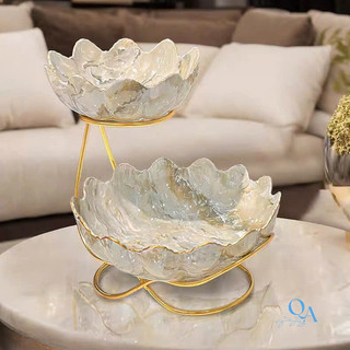 Khay, đĩa, kệ, bồng hoa quả bánh kẹo sứ vân đá cao cấp. Khay mứt, bánh LUXURY HOME DECOR có sẵn I1