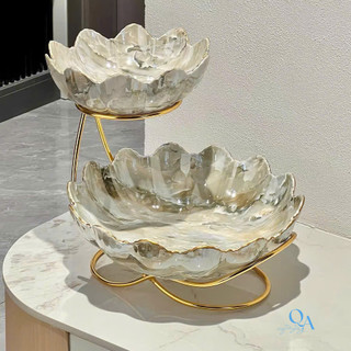 Khay, đĩa, kệ, bồng hoa quả bánh kẹo sứ vân đá cao cấp. Khay mứt, bánh LUXURY HOME DECOR có sẵn I1