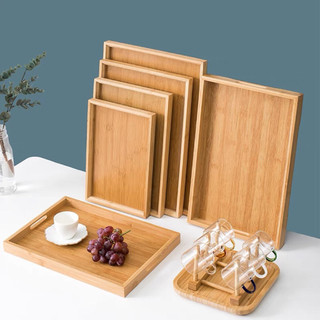 Khay gỗ tre Bambou hình chữ nhật nhiều kích thước khay đựng đồ ăn uống decor cho nhà hàng quán ăn