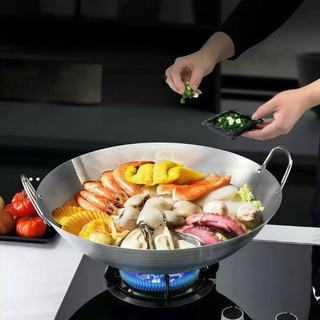 Chảo inox 2 quai sâu lòng Tặng Xẻng Chubby Chef Hàng chính hãng inox cao cấp đường kính 30-100cm phòng bếp nhà hàng