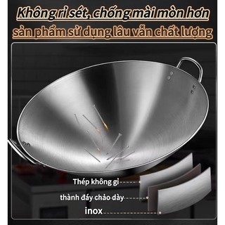 Chảo inox 2 quai sâu lòng Tặng Xẻng Chubby Chef Hàng chính hãng inox cao cấp đường kính 30-100cm phòng bếp nhà hàng