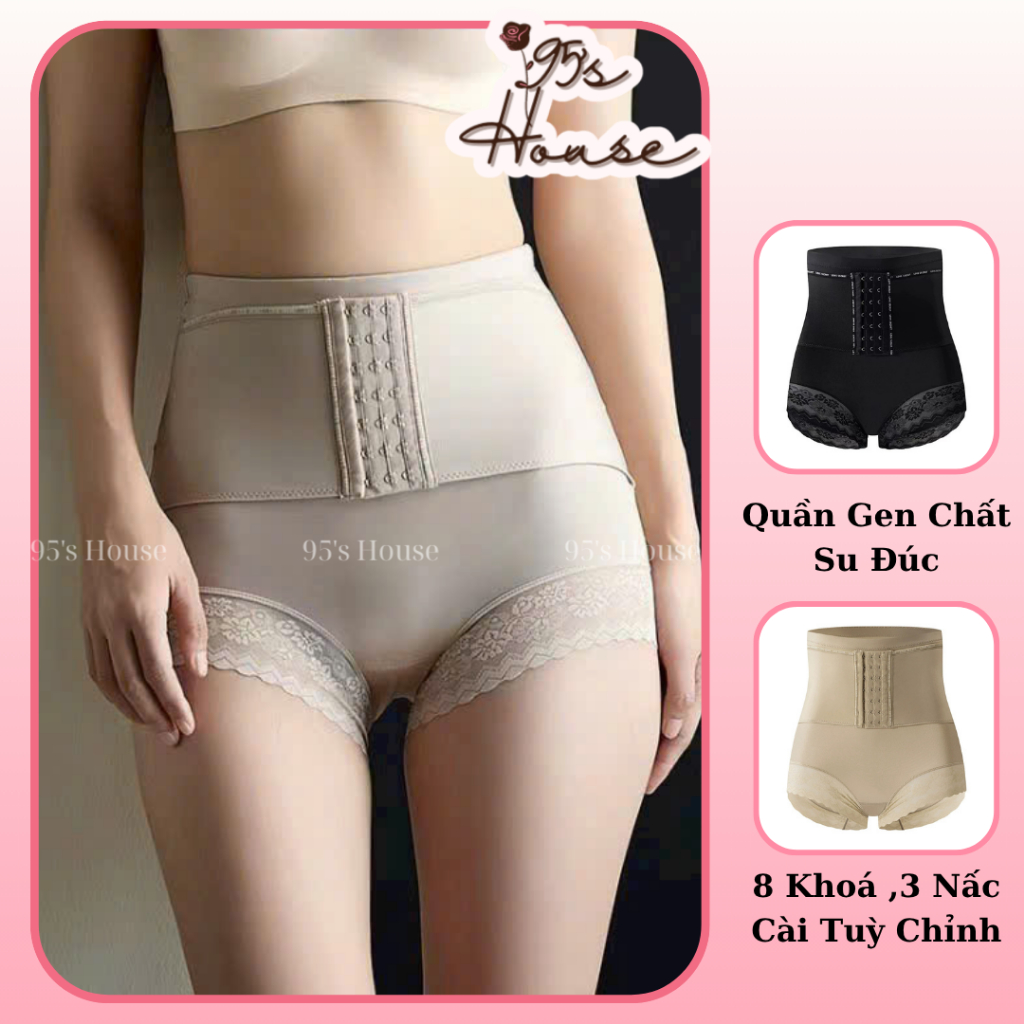 Quần Gen Bụng Nữ Su Đúc Khoá Cài, Quần Nịt bụng Nữ Viền Ren Ôm Bụng Dưới QG19