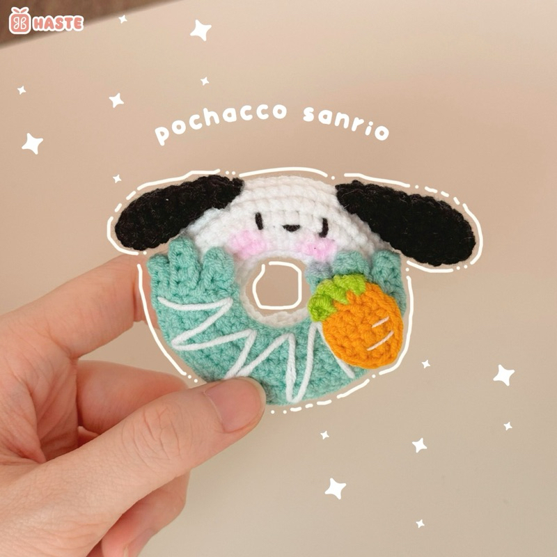 Móc Khoá Len Bánh Donut Hoạt Hình Melody Purin Pompom Hello Kitty Bánh Vòng Dễ Thương Handmade
