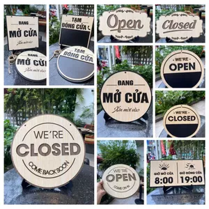 Mẫu Bảng gỗ open closed 2 mặt thông báo mở cửa đóng cửa treo trang trí cửa hàng, quán cà phê thiết kế theo yêu cầu