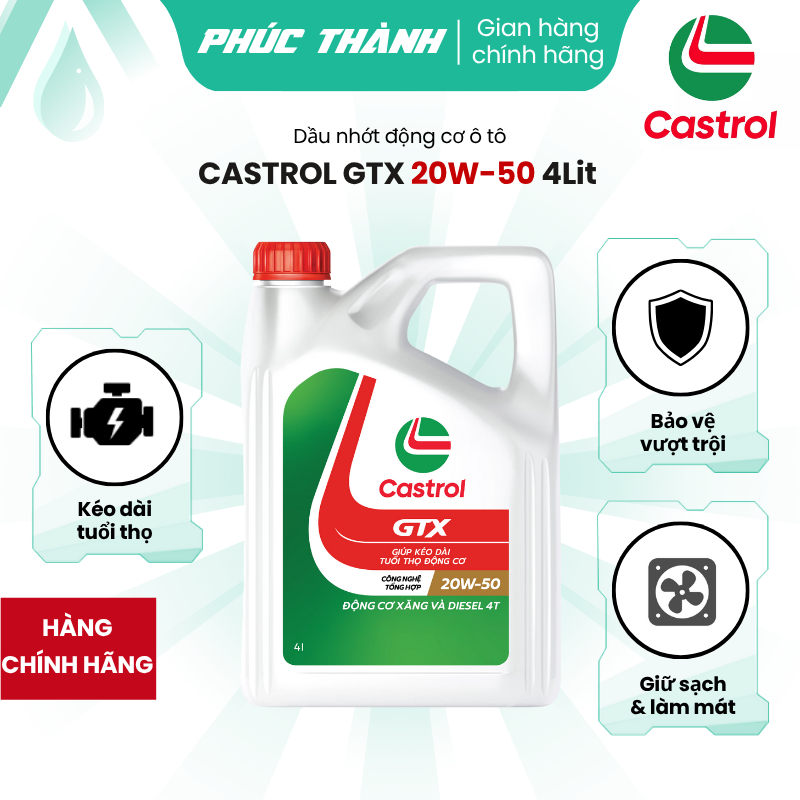 [HÀNG CHÍNH HÃNG] Dầu Nhớt Tổng Hợp Ô-Tô Castrol GTX 20W50 API SL/CF 4L  - Mẫu mới
