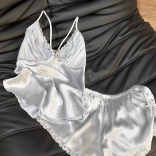 BỘ NGỦ  LỤA 2 DÂY MÀU XANH NỮ TÍNH