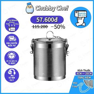 Bộ lọc gia vị Tặng kèm Móc Treo inox cao cấp Chubby Chef dùng nấu phở hầm xương ngâm trà (đựng khoảng 30g-1500g gia vị)