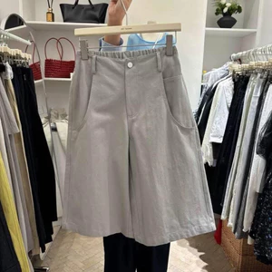 Quần ngố nữ ống rộng cạp khoá trước sau lưng chun co dãn dễ mặc chất kaki demin cao cấp .T12