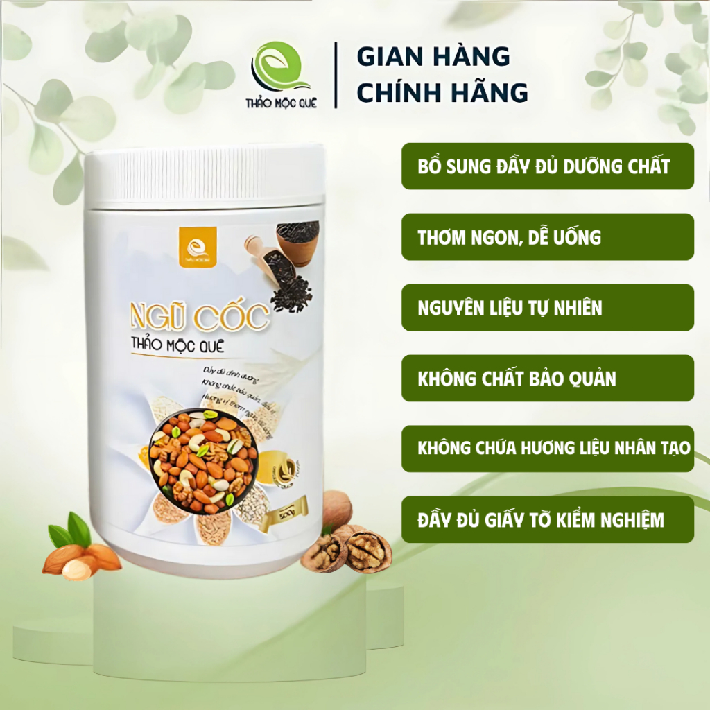Ngũ Cốc Dinh Dưỡng Thảo Mộc Quê 500g | Bột Ngũ Cốc Nguyên Chất Không Đường, Không Chất Bảo Quản