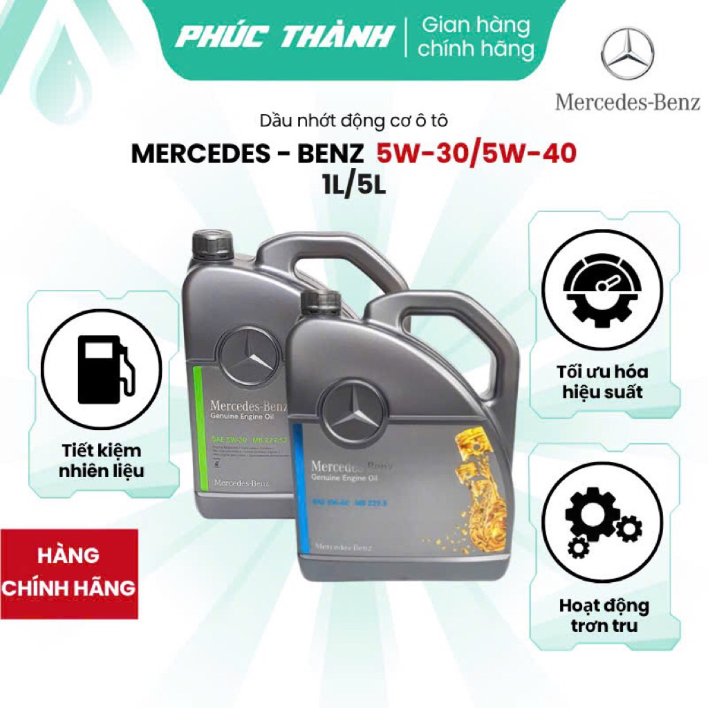 Dầu Nhớt Mercedes-Benz 5W30/5W40 Công Nghệ Tổng Hợp 1Lit/5Lit Nhập Khẩu Bỉ - Chính Hãng