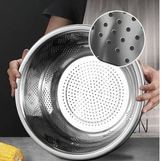 COMBO Thau Rỗ 1 Bộ Inox Cao cấp Chubby Chef Size lớn 24 26 28cm Trộn Bột Rửa Rau Củ Trái Cây Vo gạo Tiện lợi dễ sử dụng