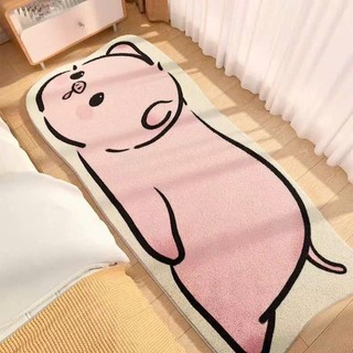 Thảm Chân Giường Nỉ Cừu Đế Dệt Hình Thú, Thảm Nỉ Cừu Decor Phòng Ngủ Xinh Xắn Kích Thước 50cmx120cm