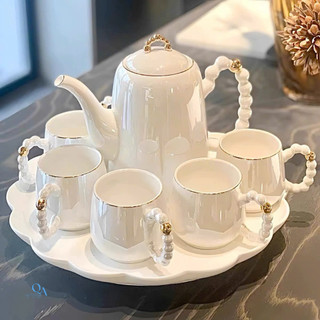 Bộ ấm trà sứ cao cấp đế tích hợp xoay 360 độ, pha trà hoa cúc thưởng trà chiều, QUÀ TẶNG, HOME DECOR