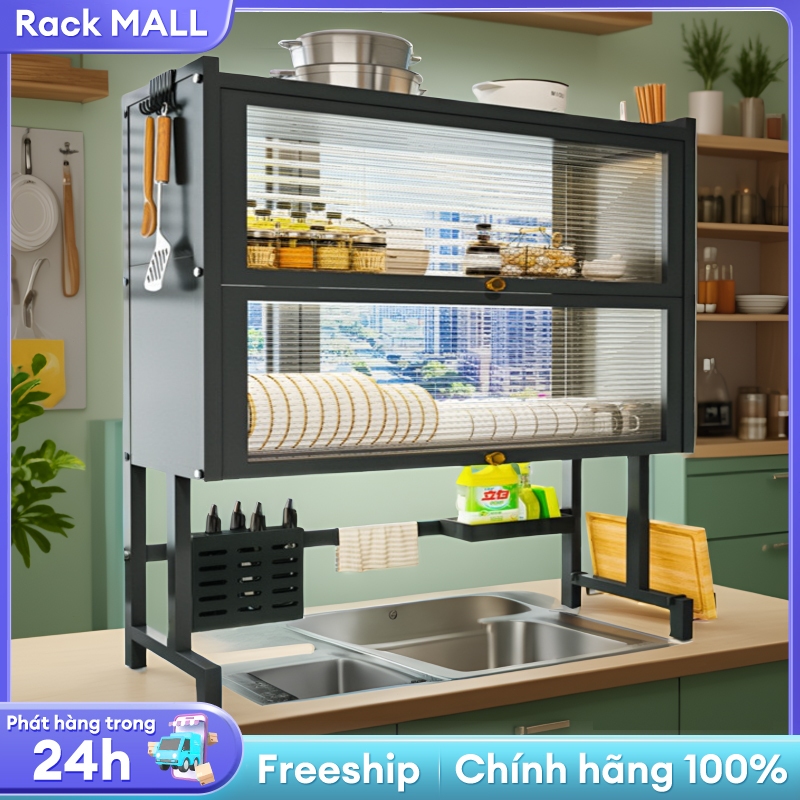 RACK Kệ để chén bát Đa Năng Kệ Úp Chén Nắp Trượt Chống Bụi Kệ chén có ...