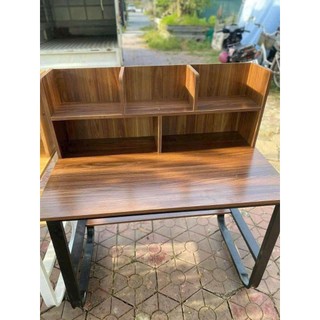 Bàn học kèm giá sách EcoWood, chân sắt chữ U sơn tĩnh điện, mặt gỗ MDF phủ Melamine chống thấm chống xước
