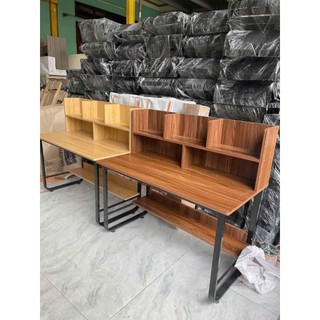 Bàn học kèm giá sách EcoWood, chân sắt chữ U sơn tĩnh điện, mặt gỗ MDF phủ Melamine chống thấm chống xước