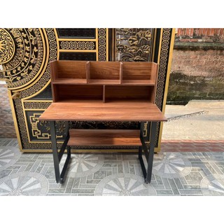 Bàn học kèm giá sách EcoWood, chân sắt chữ U sơn tĩnh điện, mặt gỗ MDF phủ Melamine chống thấm chống xước