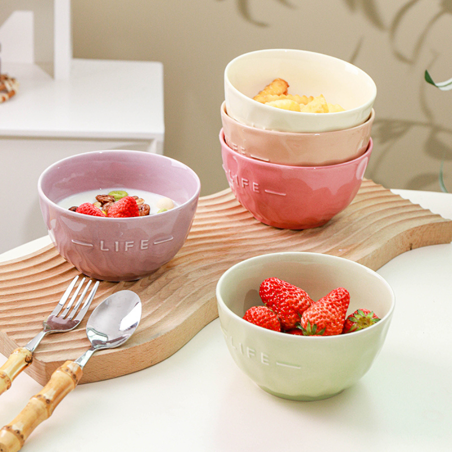 [Bảo Hành Bể Vỡ] Bộ Bát Sứ Cao Cấp, Bát Ăn Cơm Tone Màu Pastel Nhẹ Nhàng Sang Trọng SET006