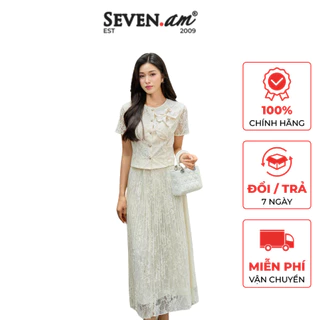 Set áo ren trang trí phối chân váy xếp ly thời trang nữ Seven.AM M730317I - M113153I