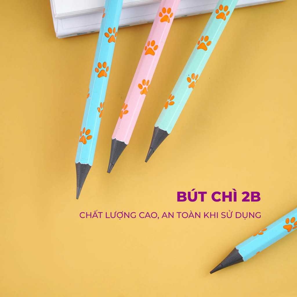 Bút Chì Học Sinh Mondez Mèo Quạo Kèm Tẩy Dễ Sử Dụng Ngòi Chì Đậm Màu Viết Trơn Sắc Nét M10008